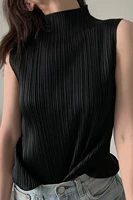 Gilet plissé Miyake élégant et tendance, couleur unie, col semi-montant, sans manches, pour femme, nouvelle collection été 2026, respirant 6
