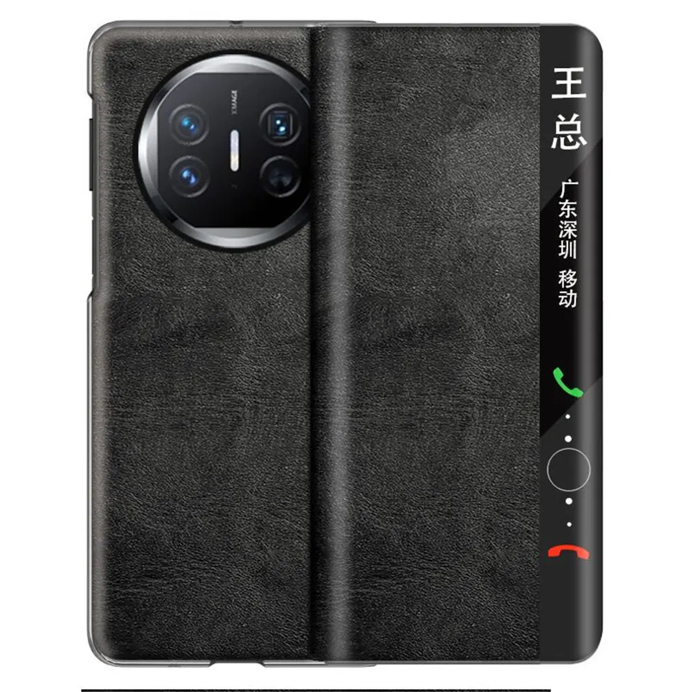 

Чехол-книжка из натуральной воловьей кожи для Huawei Mate X5, чехол с окошком