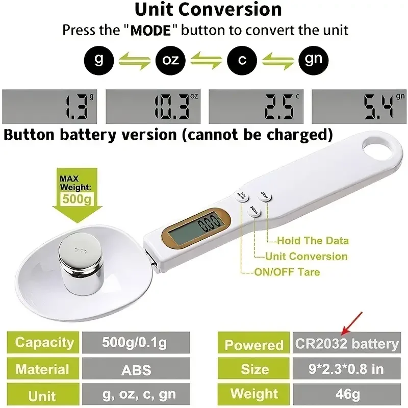 Kitchen Electronic Scale 500g 0.1g LCD Digital Measuring Food Flour Digital Spoon Scale Mini Kitchen Tool for Milk Coffee