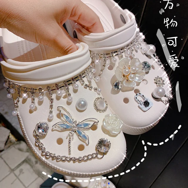 Trendy Rhinestone Croc Charms Designer DIY Quality Women Shoes Charms for JIBS Anime Chain Clogs Buckle Kids boys girls Gifts style 28 ( 12pcs )