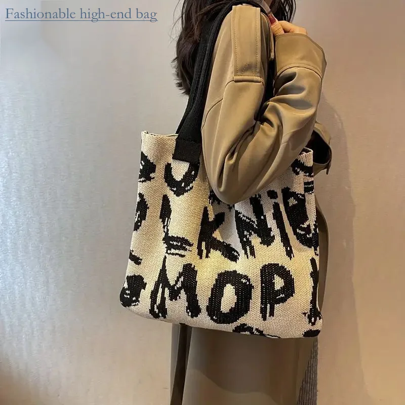 

2024 New Women Knitted Fashionable Shoulder Handbag Large Capacity Bag Luxury Channels Embroidery Handbags