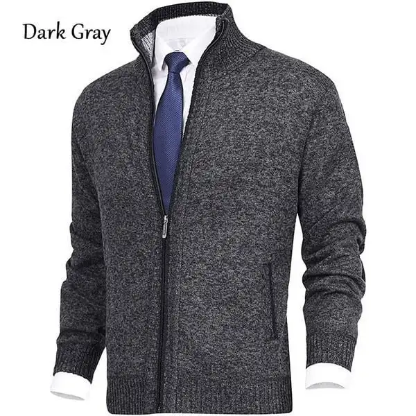 

Men's Solid Color Stand Collar Fashion Jacket men-s-top Dark Gray