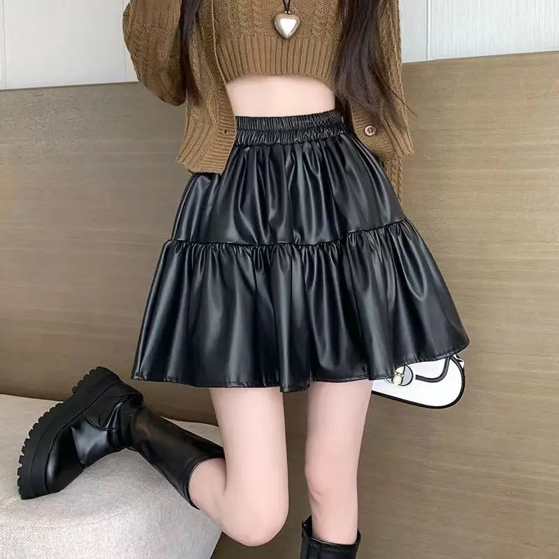 Women's PU Leather High Waist Pleated Mini Skirts Flared Short Skirt Nightclub Festival Rave Outfits