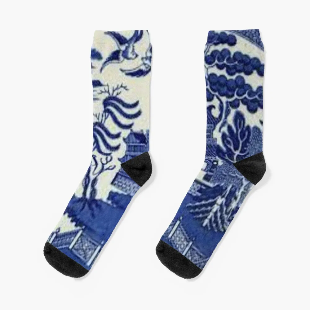 blue willow pattern Socks hiphop ankle crazy Boy Socks Women's