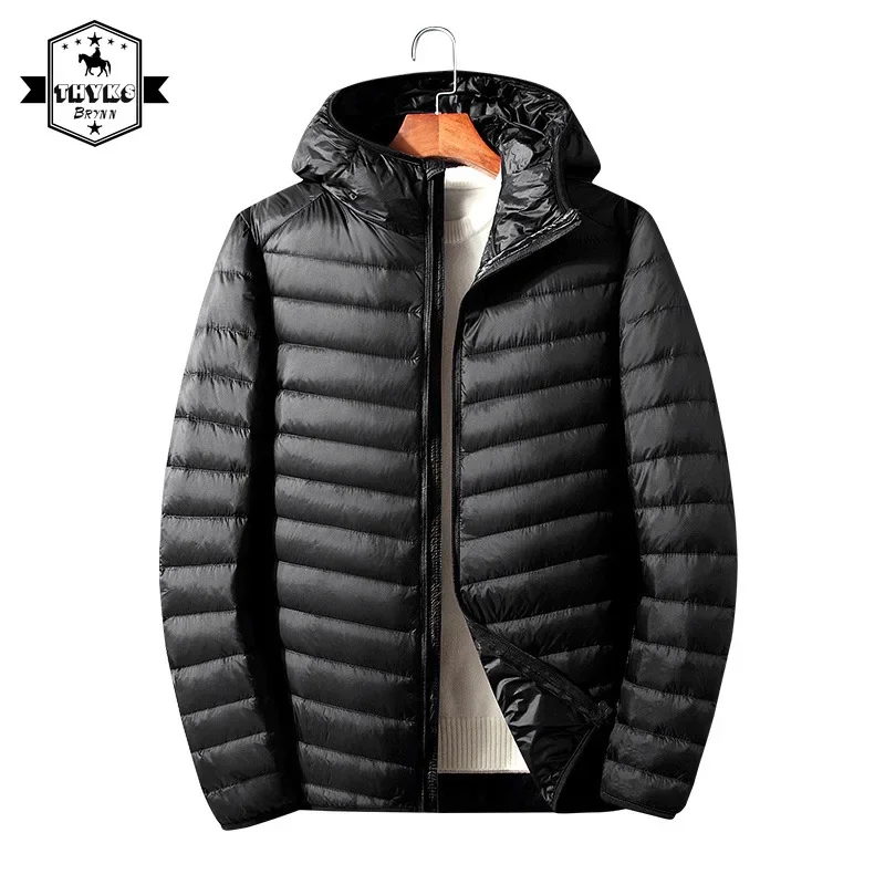 

Men's Lightweight Down Jacket Blazer Classic Simple Casual Hooded Windbreaker Winter Outdoor Windproof Warm Puffer Jackets Male