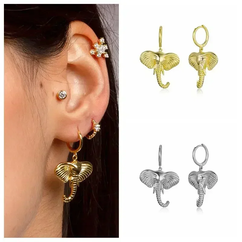 925 Sterling Silver ear needles new in Animal Butterfly Elephant pendant Hoop Earrings Fashion Jewelry For Women Christmas gifts