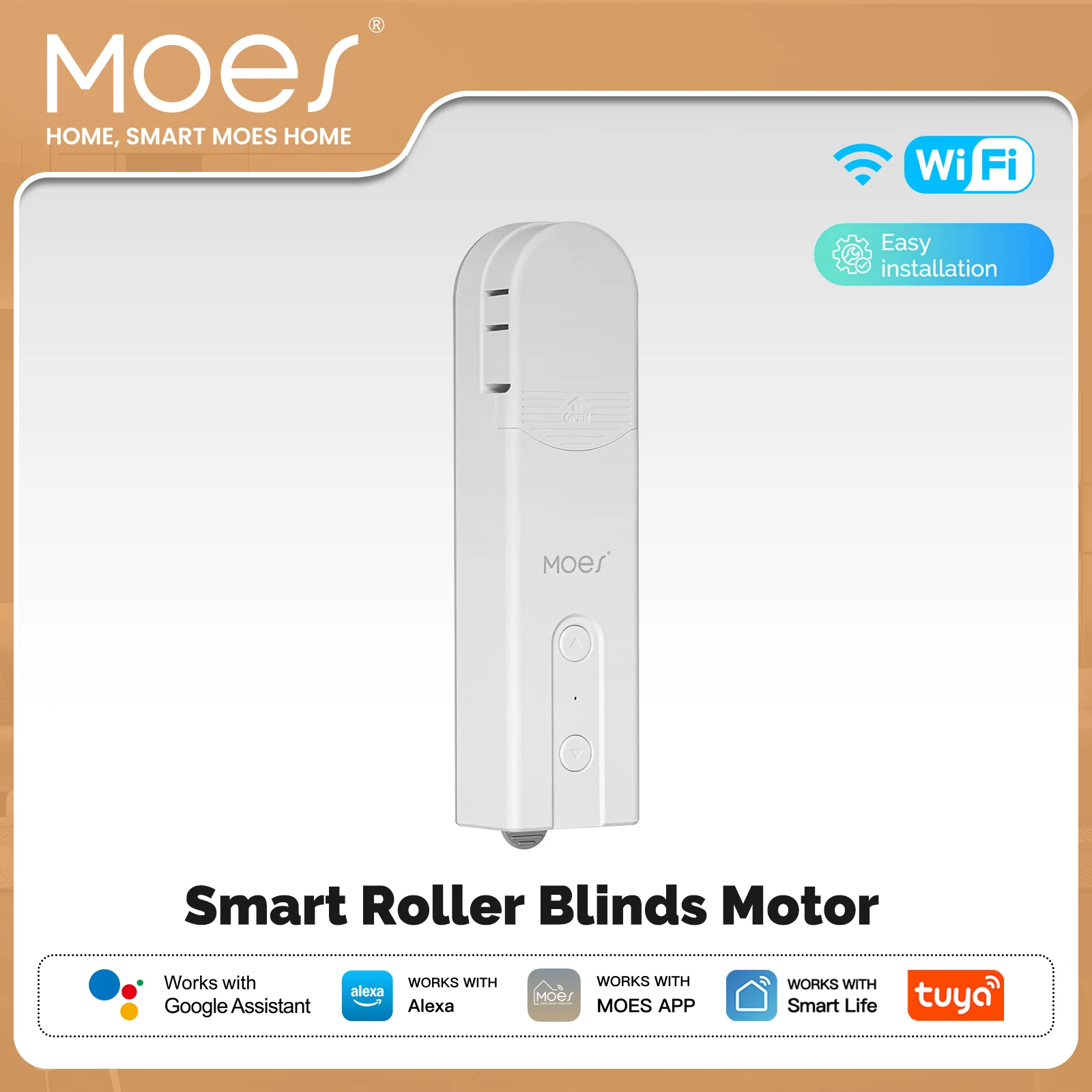 มอเตอร์ม่านม้วนอัจฉริยะ MOES Tuya WiFi ควบคุมการเปิด-ปิดม่านด้วยระบบอัตโนมัติ ใช้สายดึงหรือโซ่ควบคุม ทำงานร่วมกับ Alexa และ Google Home 1