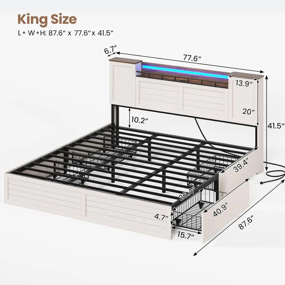 Rustic King-Size Bed with Barn Door Storage Cabinet 2