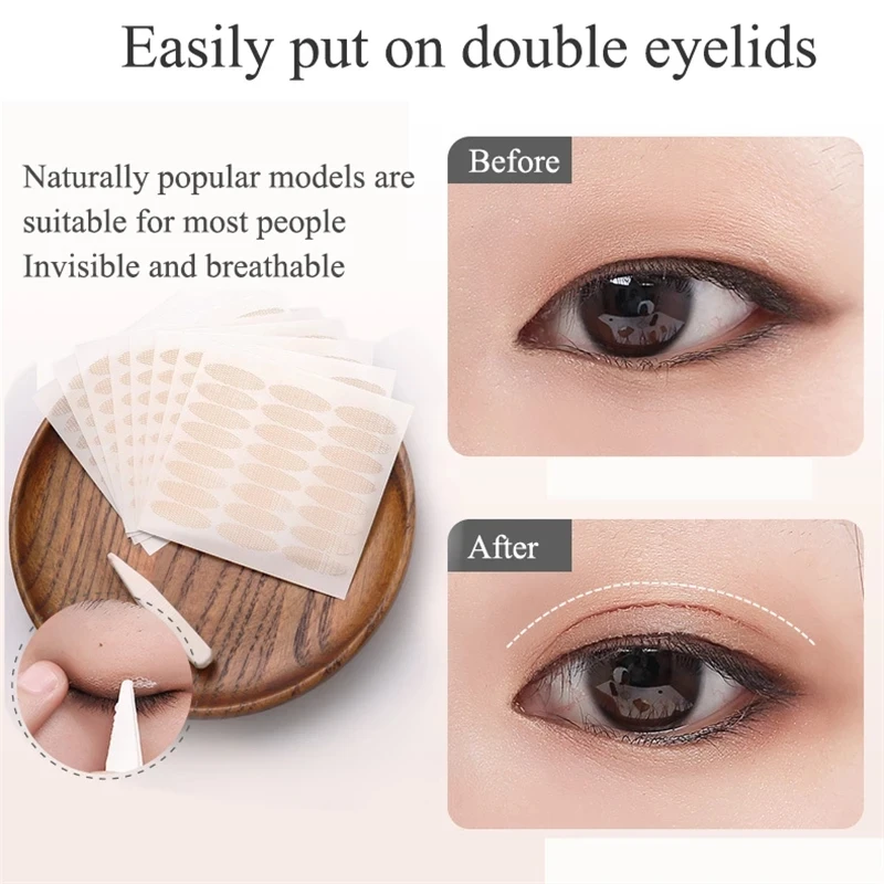 Clear Beige Stripe Self-adhesive Natural Eye Tape Makeup Tool Invisible Double Fold Eyelid Lace Paste 240pcs