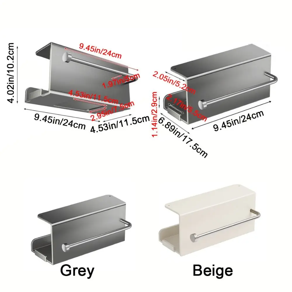 Carbon Steel Under Cabinet Paper Towel Holder Lengthen Storage Wall Mounted Roll Paper Holder Waterproof Rustproof