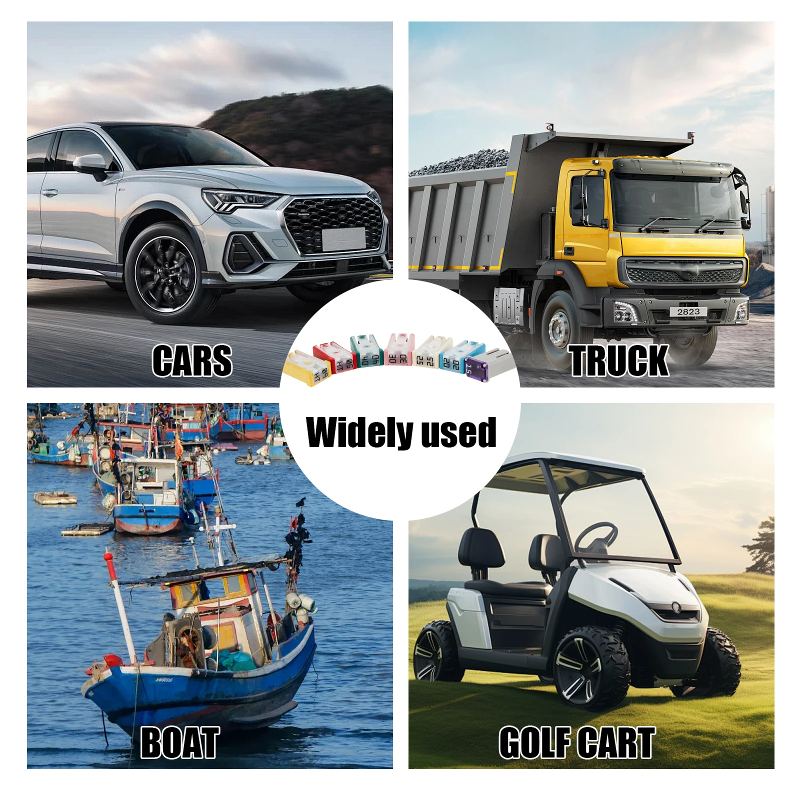 14Pcs Car Fuses Assortment Kit 15-60A Replacement Fuses for Car/RV/Truck/Motorcycle Provide Car Protection