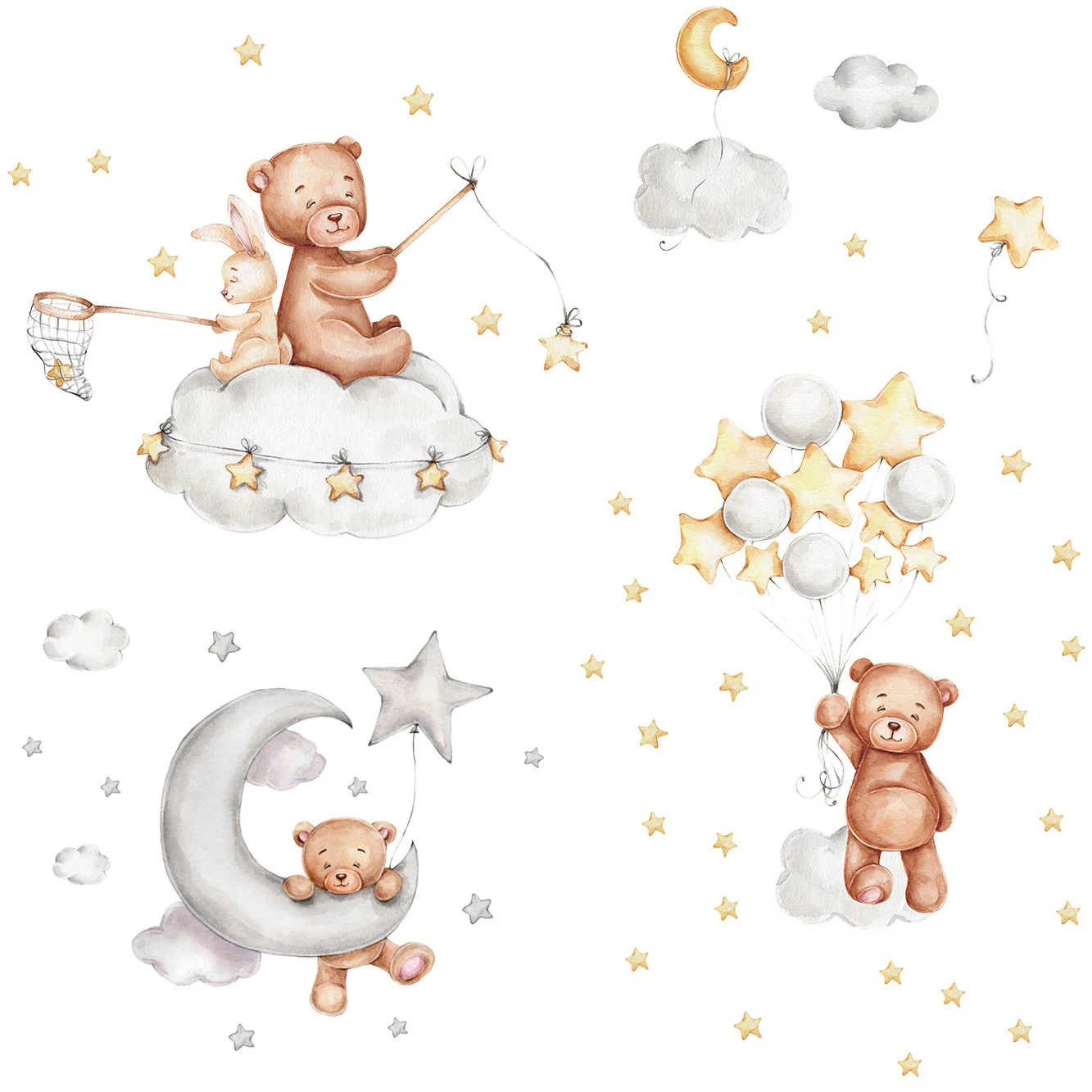 Kaufe Kawaii Hause Cartoon Nette Kleine Kaninchen Nacht Wand