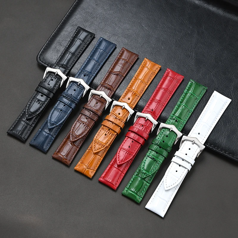 Premium Genuine Leather Bamboo Pattern Watch Strap - Soft, Breathable, Calfskin Replacement Band