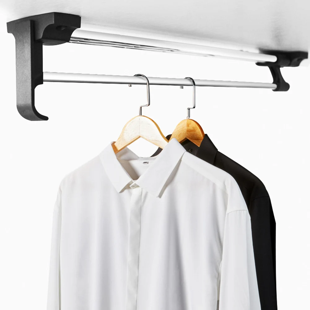 

Closet Organizers Home Organization Clothes Hanger Stainless Steel Silver Top Mount Closets Rod Hanging Clothes