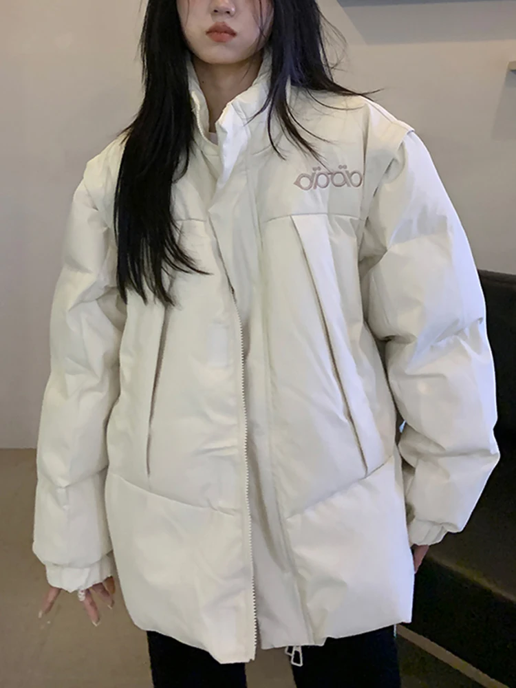 

Winter Down Jacket For Women abrigos mujer invierno 2023 Sleeves Detachable Korean Loose Harajuku Warm Parkas Puffer Jacket Coat
