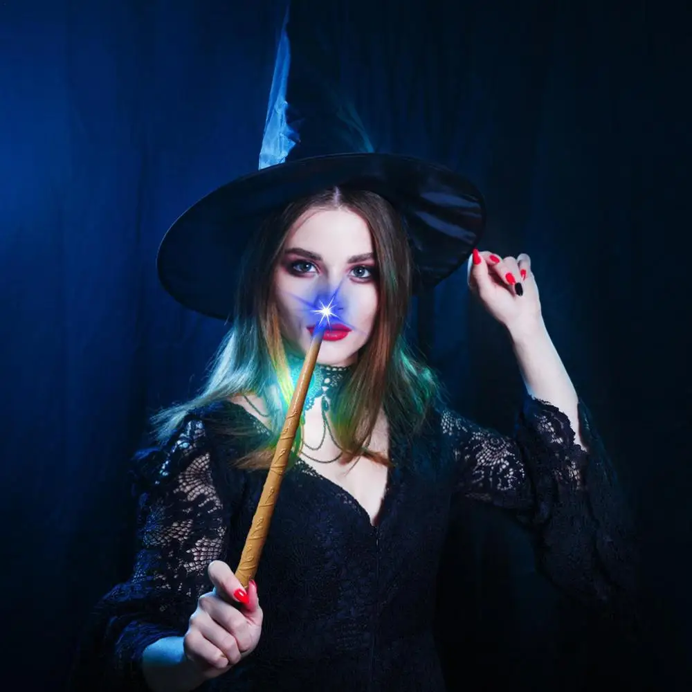 Glowing Wizard Wand - Light Up Witch Toy with Sound for Halloween Parties