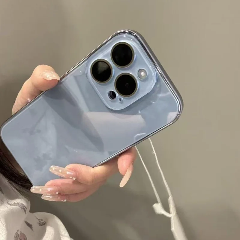 Luxury Ice-Tempered Glass Camera Case - Plating Candy Armor Shockproof Glossy Hard Cover