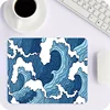 Blue and white ocean print e-sports gaming mouse pad, 2mm non-slip rubber sewn side long keyboard gaming pad, 31.49 x 11.81 inch 4