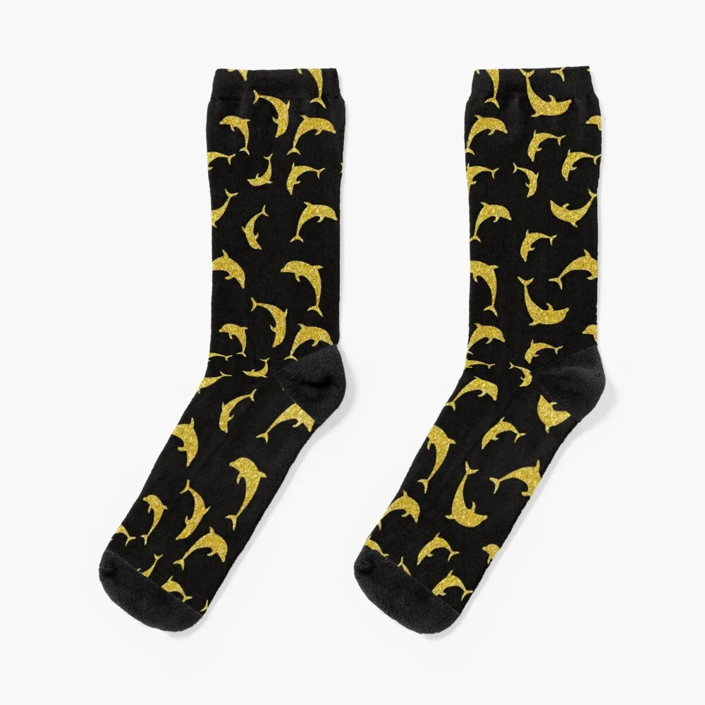 Dolphin gold glitter pattern Socks heated socks cartoon socks Socks Girl Men's