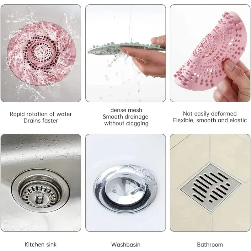 Silicone Drain Strainer Household Shower Floor Filter Sink Strainers Hair Catcher For Kitchen Bathroom Accessories 1Pcs