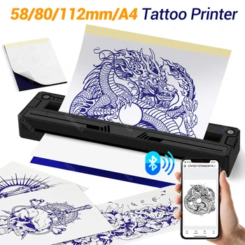 Stampante Termica Professionale Wireless A4 per Trasferimento Tatuaggi, Mini Macchina Portatile Bluetooth per Stencil