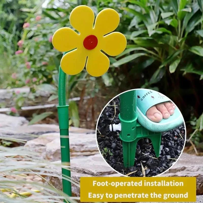 춤추는 해바라기 스프링클러 360 °   회전식 꽃 모양 물 스프링클러 정원 잔디밭 관개 스프링클러 어린이 물 스프링클러 장난감