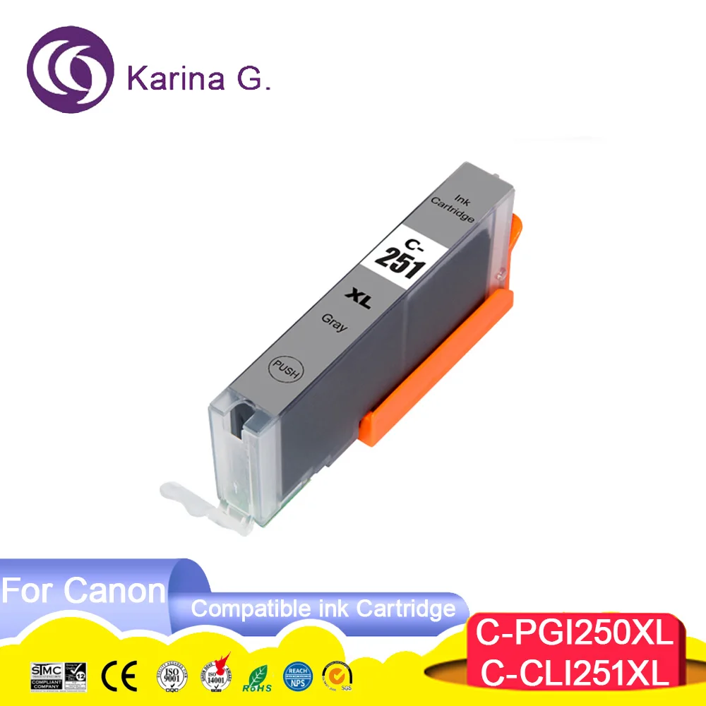 250 251 PGI250 PGI-250XL CLI251 PGI-250 XL Compatible InkJet Ink Cartridge for