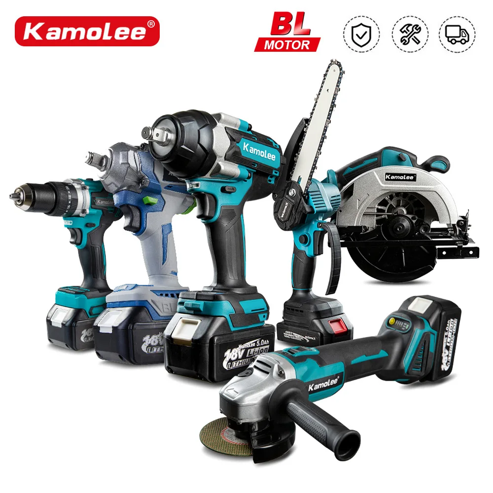 Kamolee 브러시리스 전기 임팩트 드릴, 무선 전기 스크루 드라이버, 가정용 DIY 전동 공구, 마키타 18V 배터리, 13mm