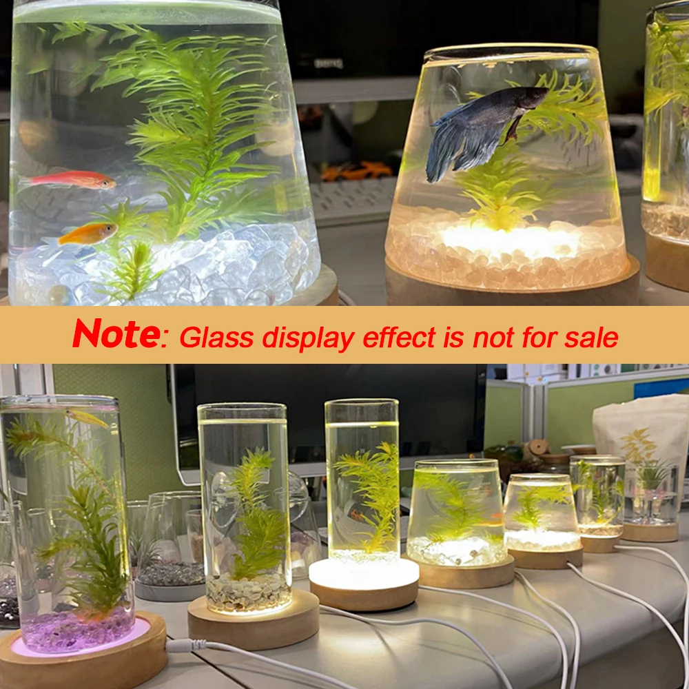 Wooden LED Light Dispaly Base USB Luminous Colorful LED Light Base Crystal Glass Resin Art Ornament Display Stand Home Decor led lights rotating display stand led lamp base