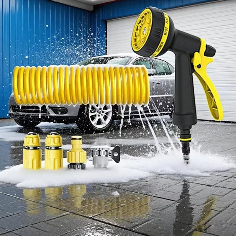 สายยางรดน้ำแบบยืดหดได้ EVA 10/15/20 เมตร แบบพกพา สำหรับล้างรถและรดน้ำต้นไม้ในสวน สายยางมหัศจรรย์แบบยืดหยุ่น 1