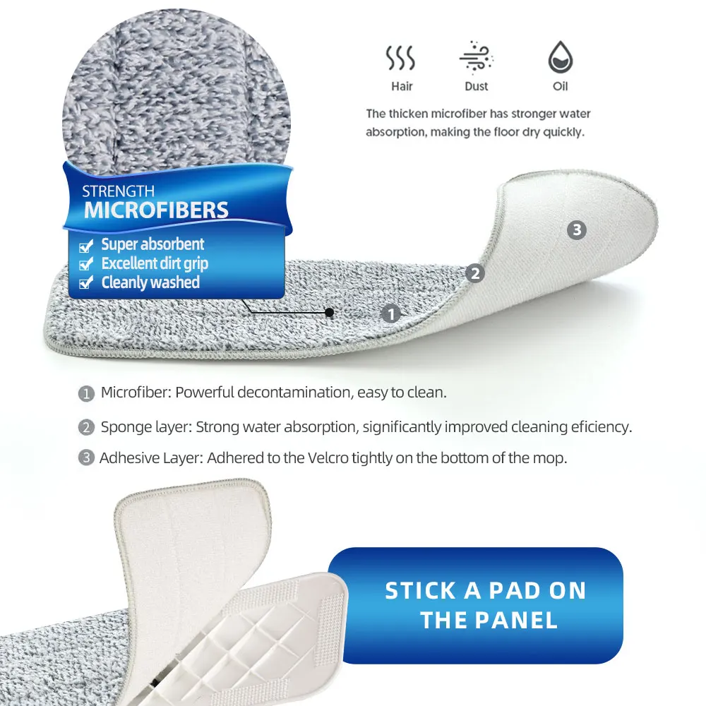 ممسحة مسطحة من DARIS مع وسادات من الألياف الدقيقة...