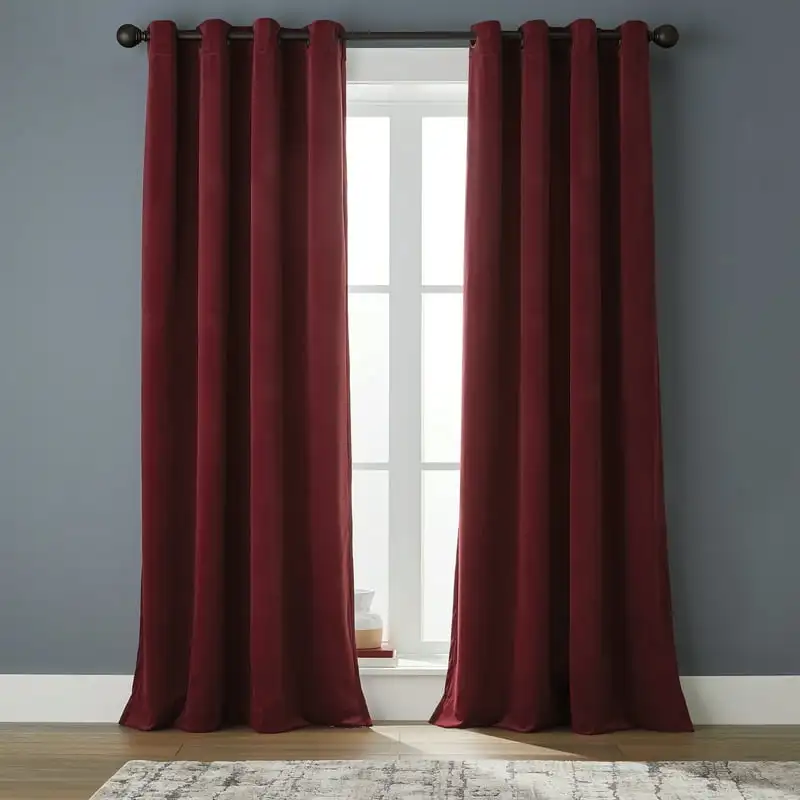 

Velvet Grommet Blackout Curtain Panel, Red, 52 Black out curtain тюль Gray window curtains Cortina para cocina Cortinas para