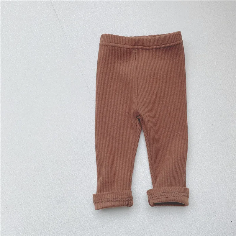 2023 Autumn New Baby Solid Ribbed Leggings Cotton Toddler Tights Casual Trousers Infant Girl Bottoming Pants Kids Clothes