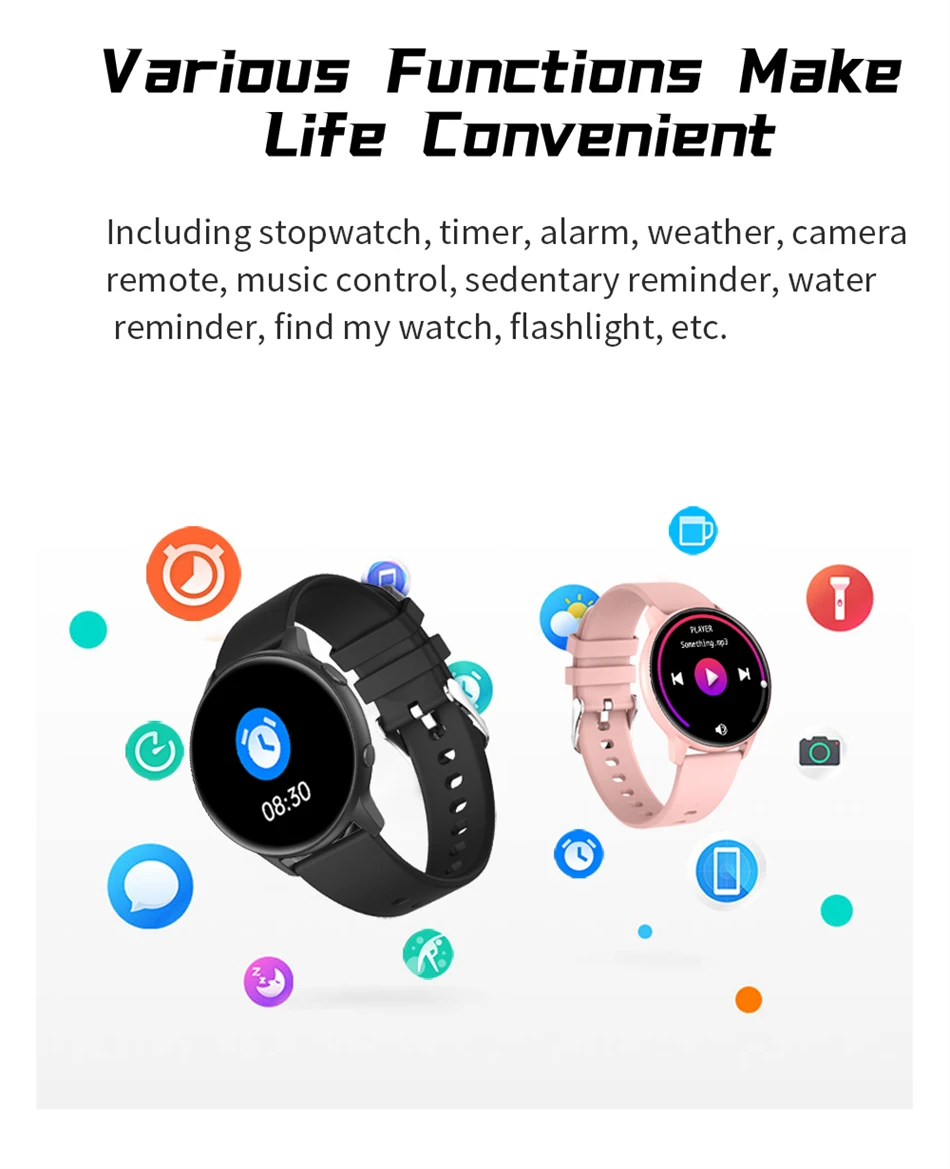 2022 New Fashion Smart Watch Men Fitness Bracelet Heart Rate Blood Pressure Monitoring Sports Tracker Smartwatch Gift for Women