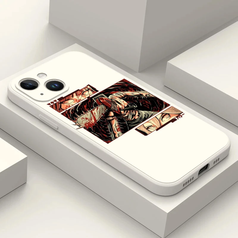 Custodia Per Telefono Per Iphone 14 13 12 11 Mini Pro Max 5 5S Se 2020 6 6S 7 8 Plus X 10 Xr Xs Cover Silcone Liquide Chainsaw Man