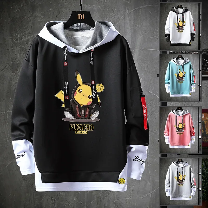 

Kawaii New Pokemon Pikachu Cute Cartoon Men's Sweatshirt Loose Pullover Hoodie Casual Top High-Quality Men's Clothing Wholesale