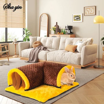 Materassino per dormire con cuscino in cotone per piccoli animali domestici 1PC per criceti, conigli, cincillà, nido giocattolo con passaggio ad angolo retto