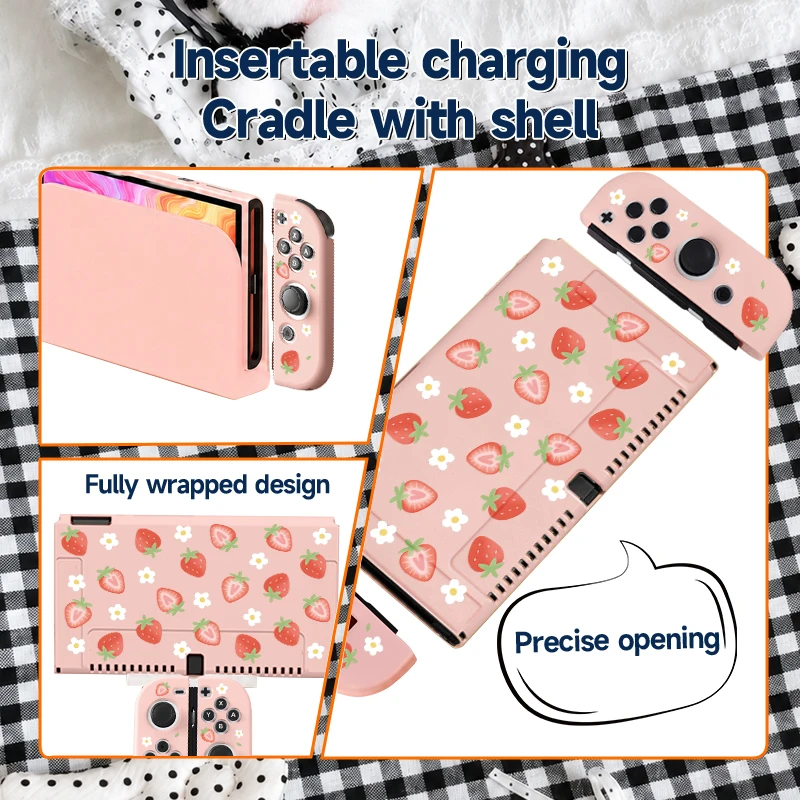 Enhanced Protective TPU Soft Shell for Switch OLED - Full Coverage with Anti-Slip Shockproof Design and Bonus Thumb Grips