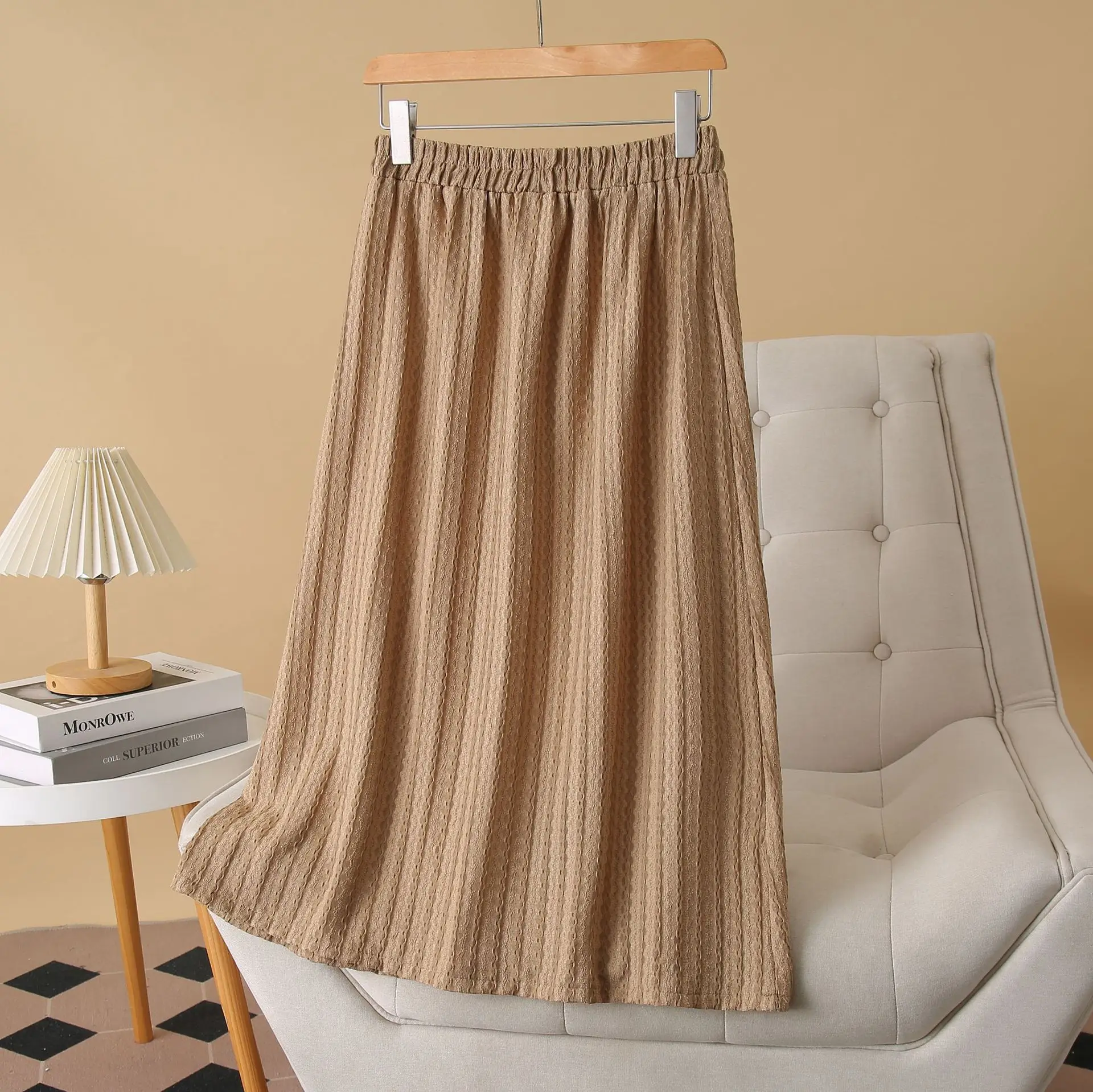 100KG Summer Long Skirt New Casual three-dimensional Patterned Plus Size Women's mid-length A-line Skirt 1653