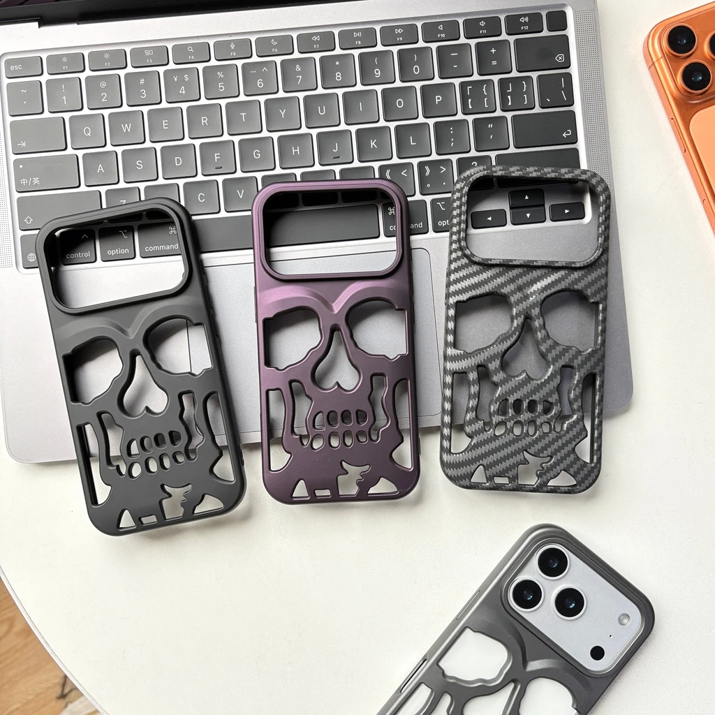 Retro Fashion Matte Hollow Out Skull Skeleton Shockproof Protective Phone Cover Case