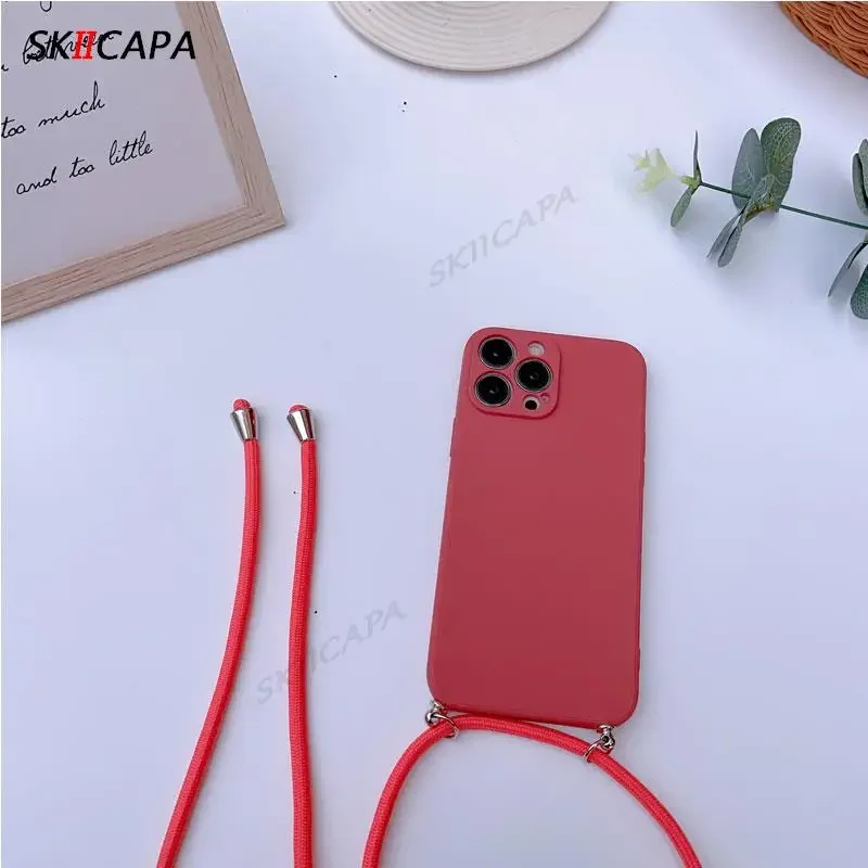 Crossbody Necklace Strap Lanyard Camera Protector Soft Silicone Phone Case