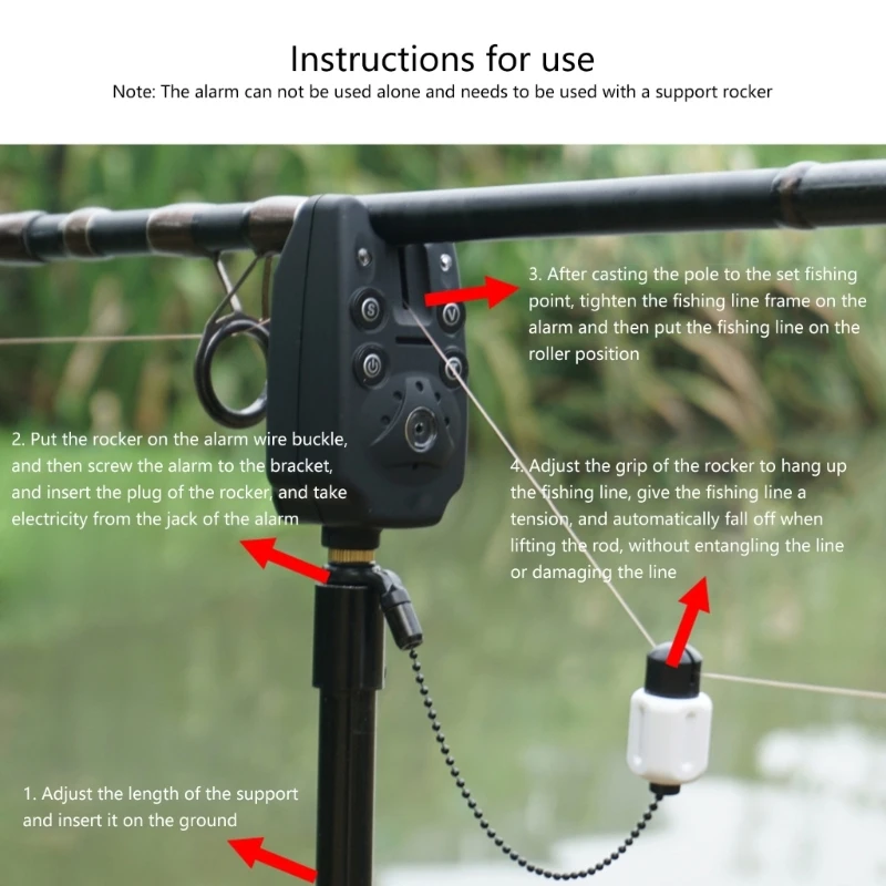 Carp Fishing Alarm Bites Alarm with Light and Buzzer Fishing Tackle Accessories Wireless Bites Alert