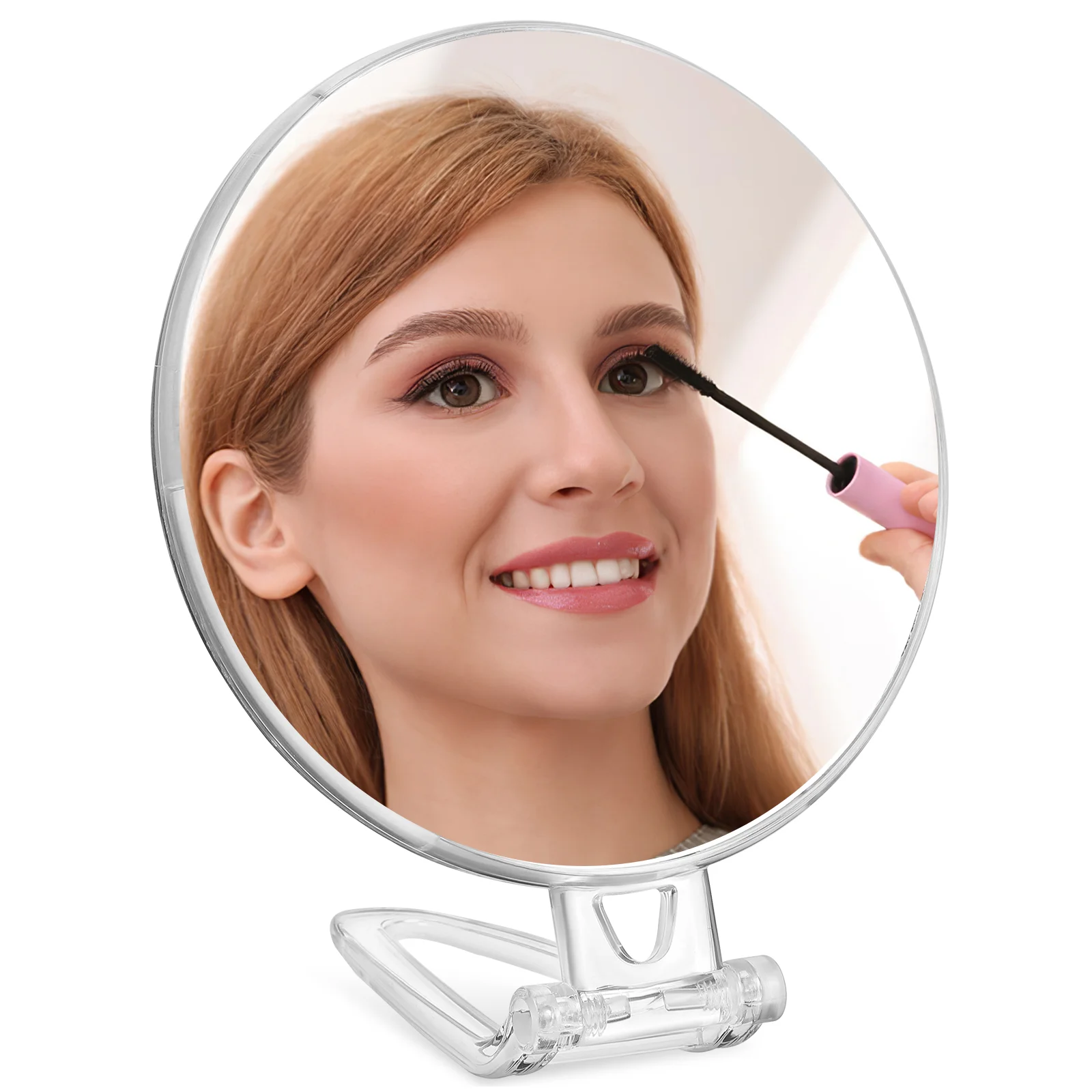 

Vanity Mirror Makeup Round Foldable Handheld Portable Travel Desktop With Stand