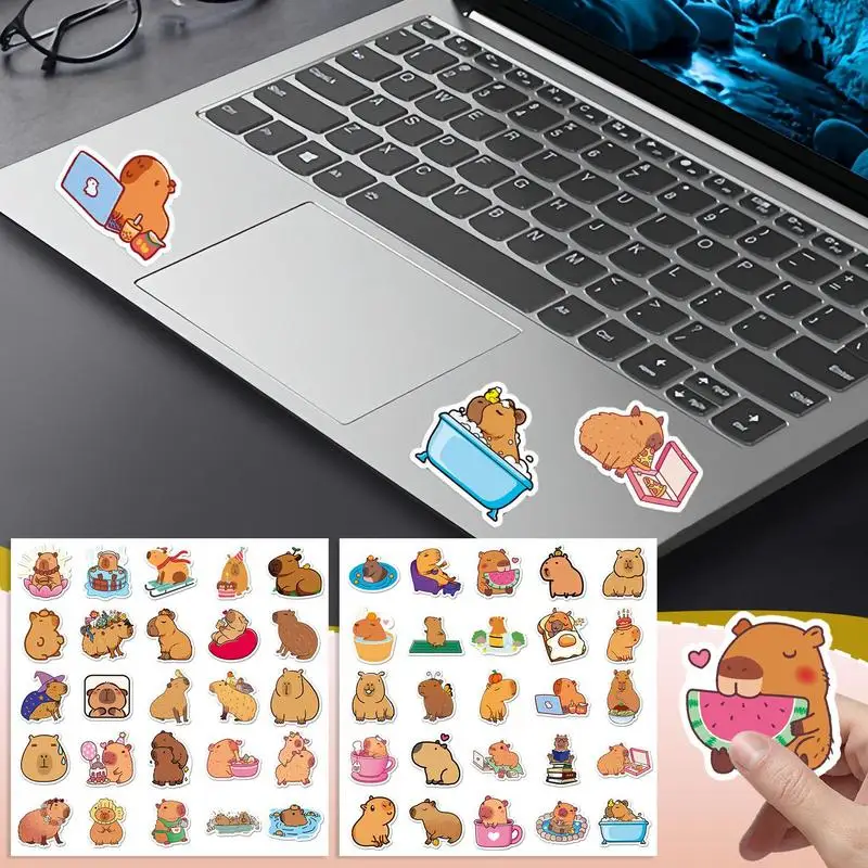 50pcs Capybara Sticker Animal PVC waterproof Print Stickers for Notebooks Water Bottles Laptop Suitcases Kids Capybara Decal