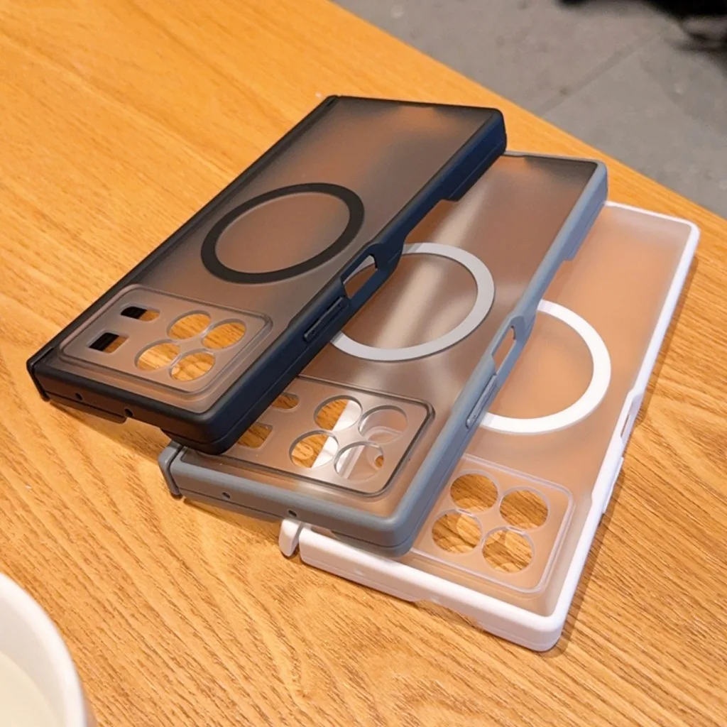 Matte Translucent Magnetic Phone Case with Full Hinge Protection - Wireless Charging & Shockproof Cover