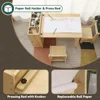 Kids Art Table and 2 Chairs Set Wooden Drawing Table with Large Storage Shelf Craft Table Toddler Activity and Study Desk 4