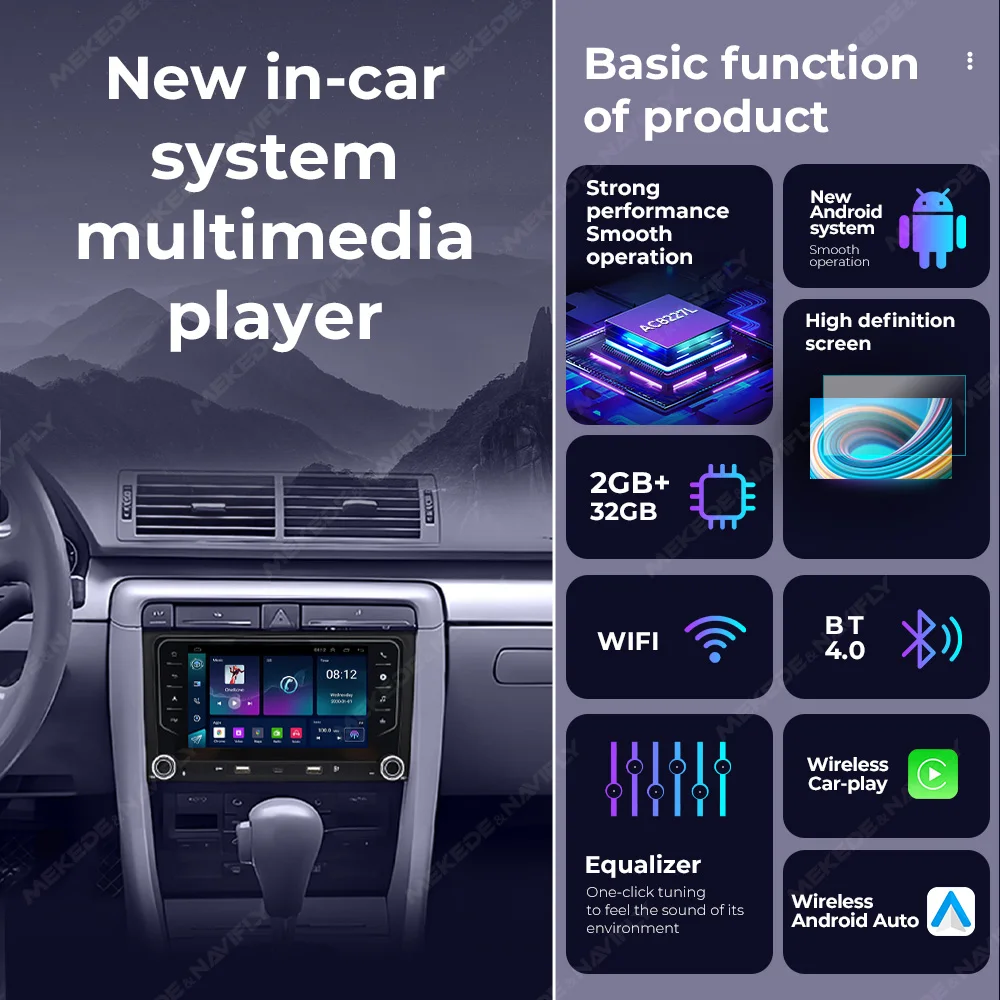 For audi a4 b8 2 B6 III 3 B7 2000-2009 7inch All in one Car Radio Multimedia Player GPS Navigation Wireless Carplay Android Auto