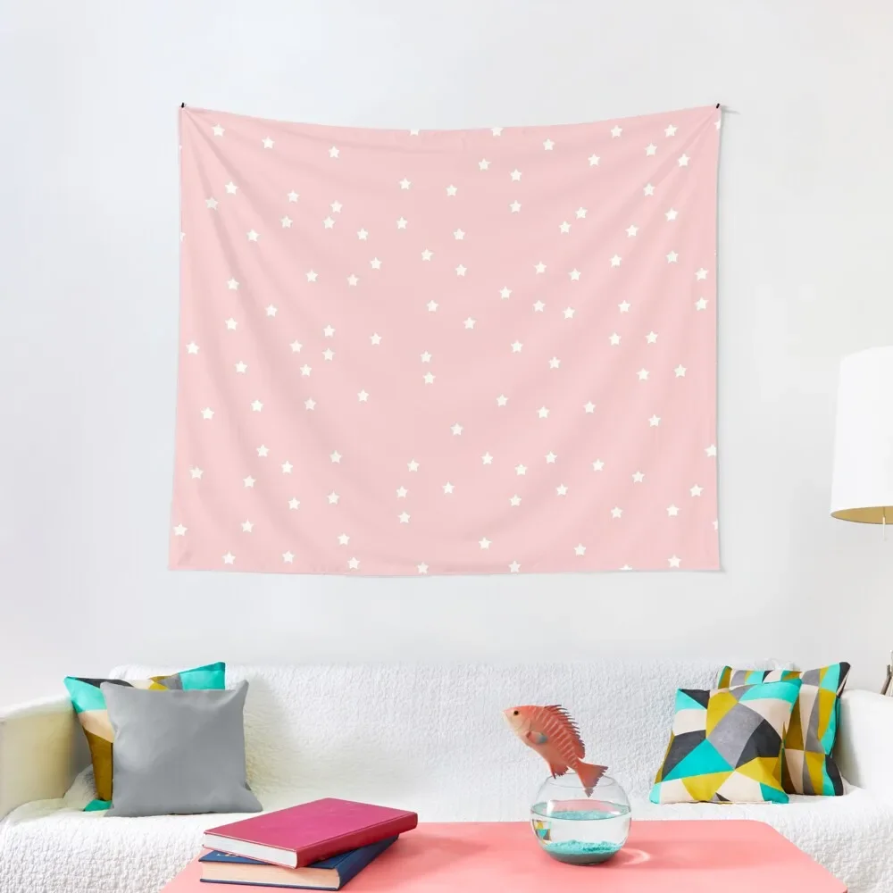 

(MILLENNIAL) PINK AND WHITE STARS Tapestry Wall Carpet Room Decorations Tapestry