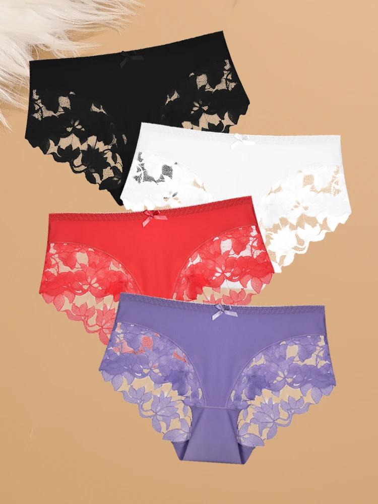 4 יחידות / מערכת S-XXL נשים תחתוניות תחתונות משולבות פסים ללא תפרים סקסיות יוקרתיות חורים בנות תחתונות בינוניות נושמות