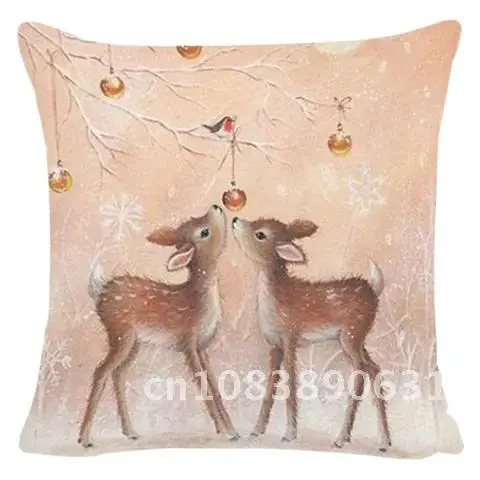 

Home Christmas Decorations Linen Cushion Cover for Christmas Xmas Ornaments Supplies Noel Natal Navidad 2021 2022 New Year